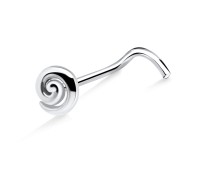 Concentric Circle Silver Curved Nose Stud NSKB-1006